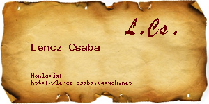 Lencz Csaba névjegykártya